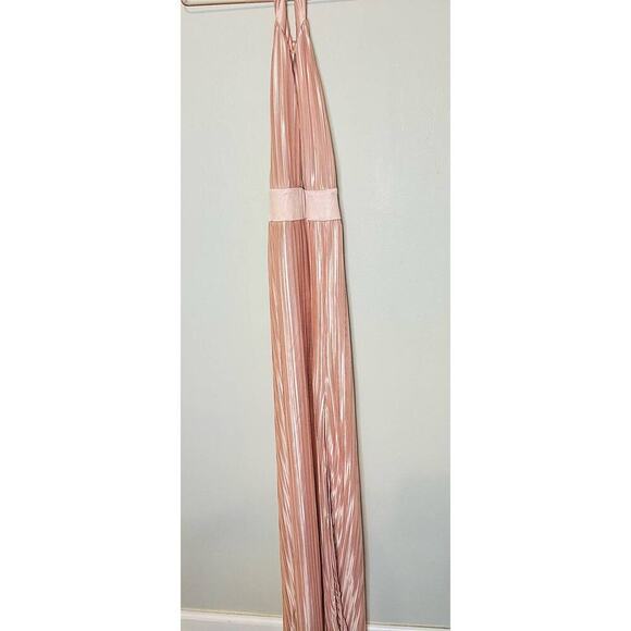 TJD The Jetset Dairies Women's Pink Blush Pleated Skirt Halter Gown Size L - Picture 8 of 16